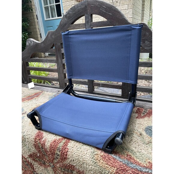 THE STADIUM CHAIR (Game Changer) Blue Folding Stadium Chair Bleacher Seat Nice - Picture 2 of 9